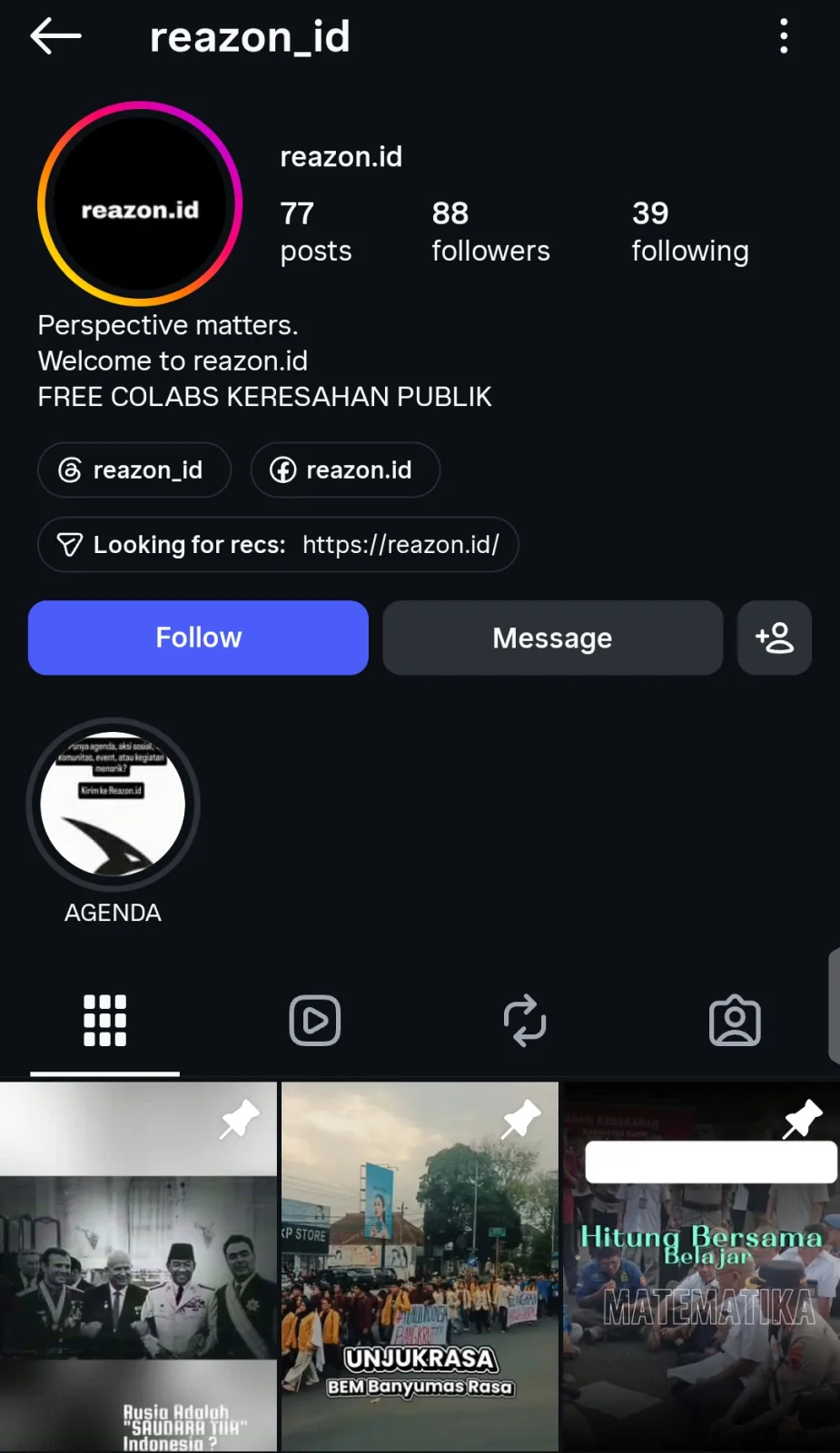 Akun Instagram Reazon